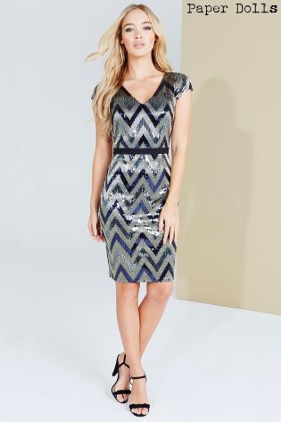 Paper Dolls Zig Zag Sequin Dress